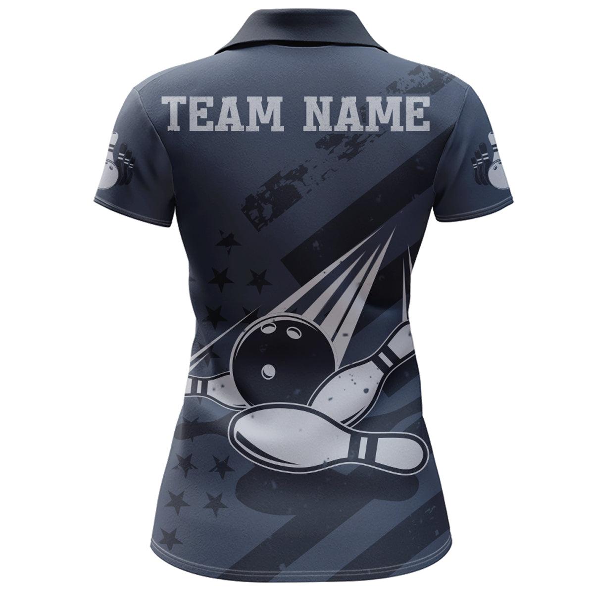 American Flag Bowling Polo Shirt Team Patriotic Bowling Jersey For Women Bowlers Short Sleeve BDT265