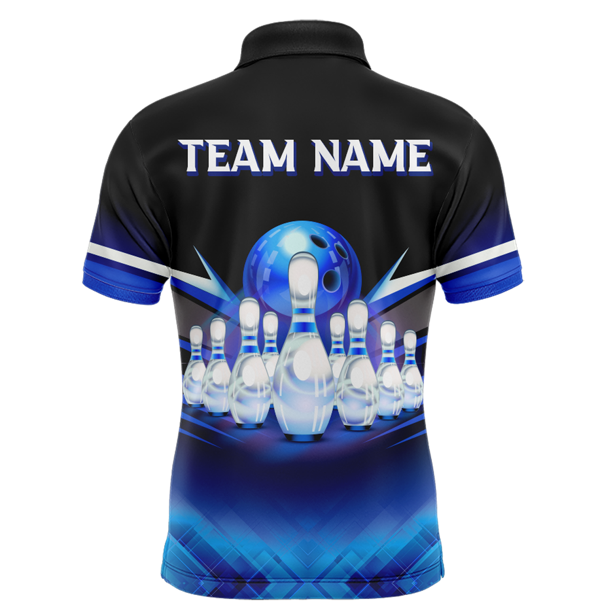 Custom 3D Bowling League Shirt Blue Bowling Jersey For Men Bowling Polo Shirt Team BDT339