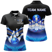 Load image into Gallery viewer, Custom 3D Bowling League Shirt Blue Bowling Jersey For Women Bowling Polo Shirt Team BDT339