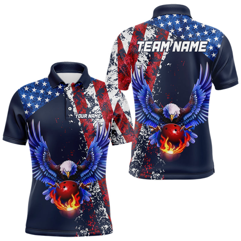 Custom US Flag Eagle Bowling Shirts American Bowling Jersey Men Women Patriotic MBL74