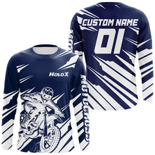 Load image into Gallery viewer, Custom Blue Motocross Jersey Dirt Bike Motorcycle Riding Shirt for Kid Men Women XM315