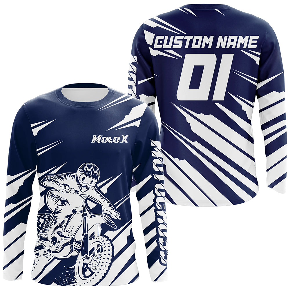 Custom Blue Motocross Jersey Dirt Bike Motorcycle Riding Shirt for Kid Men Women XM315