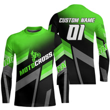 Load image into Gallery viewer, Motocross Racing Dirt Bike Jersey Green Upf30+ Motorcycle Shirt For Kid Men Women XM317