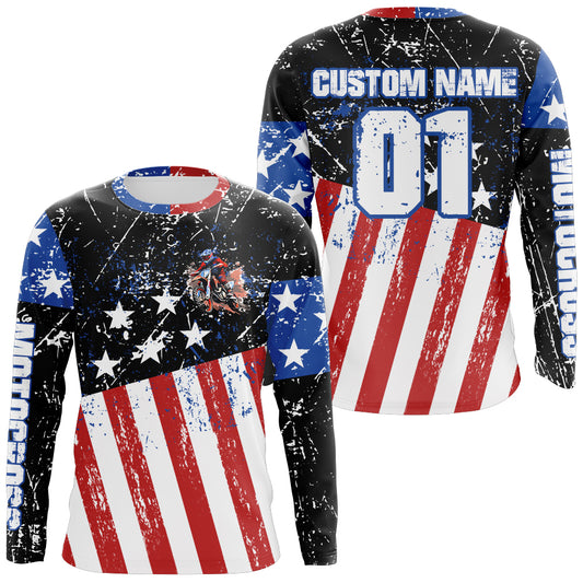 Patriotic Motocross Racing Jersey Kid Adult Dirt Bike Shirt American Flag Riding Shirt XM326