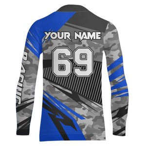 Motocross Racing Jersey Blue Upf30+ Dirt Bike Off-Road Shirt Motorcycle Kid Men Women XM282