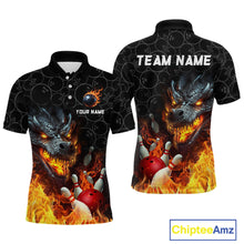 Load image into Gallery viewer, Custom Dragon Flaming Bowling Shirt for Men and Women Dragon Bowling Jersey Team MBL96