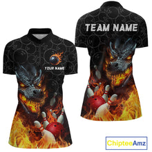 Load image into Gallery viewer, Custom Dragon Flaming Bowling Shirt for Men and Women Dragon Bowling Jersey Team MBL96