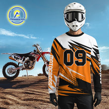 Load image into Gallery viewer, Black and Orange Motocross Jersey Custom Dirt Bike Jersey Men Kid Women Riding Jersey XM362