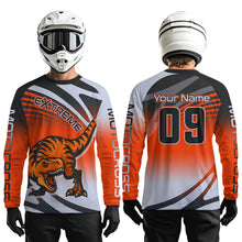 Load image into Gallery viewer, Orange Dinosaur Motocross Racing Jersey Custom Dirt Bike Shirt for Kid Women XM374