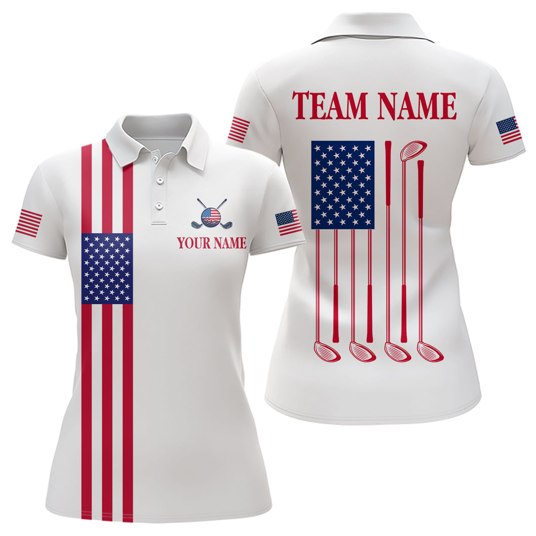 American Flag Golf Polo Shirt Custom Patriotic Golf Shirts for Men Women Team MMG46
