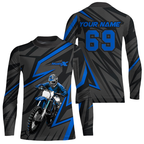Custom Motocross Racing Jersey Blue Dirt Bike Shirt Kid Men Women Off-road Shirt XM305