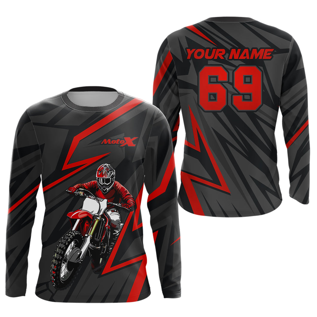 Custom Motocross Racing Jersey Red Dirt Bike Shirt Kid Men Women Off-road Shirt XM305