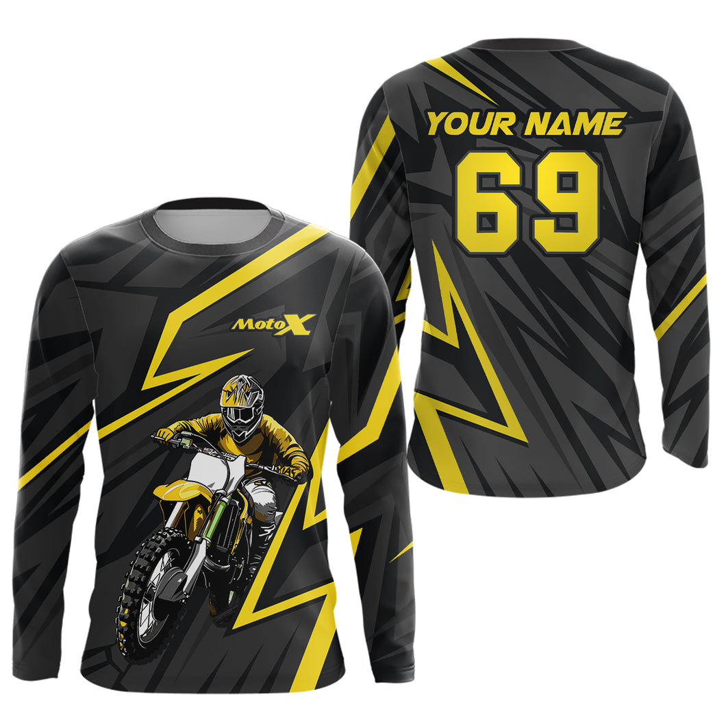 Custom Motocross Racing Jersey Yellow Dirt Bike Shirt Kid Men Women Off-road Shirt XM305