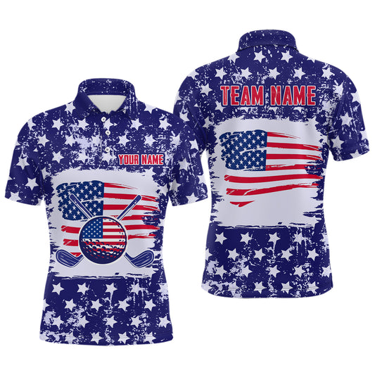 Custom American Flag Golf Polo Shirt for Men Women Patriotic US Golf Polo Shirts MMG19
