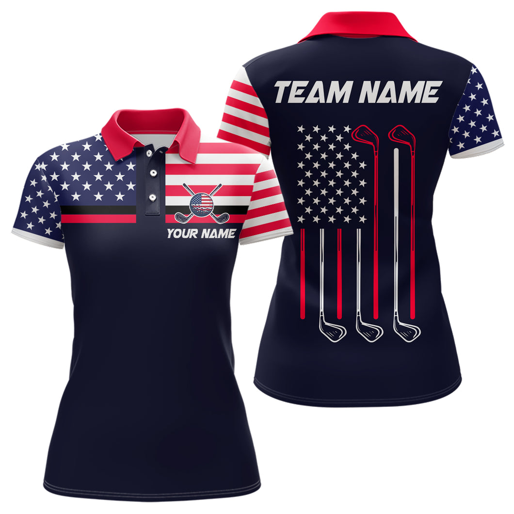 Custom Navy Blue Patriotic Golf Polo Shirt for Men Women Team Golf Apparel MMG20