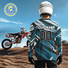 Load image into Gallery viewer, Dinosaur Motocross Jersey Custom Blue Dirt Bike Shirts for Men Kid Women Upf30+ XM351