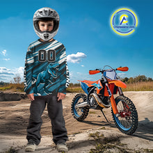 Load image into Gallery viewer, Dinosaur Motocross Jersey Custom Blue Dirt Bike Shirts for Men Kid Women Upf30+ XM351