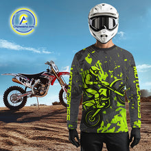 Load image into Gallery viewer, Custom Grunge Motocross Jersey Green Dirt Bike Shirts for Kid Adult Off Road Jersey XM390
