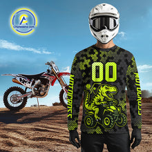 Load image into Gallery viewer, Dinosaur ATV Racing Jersey Custom Green ATV Motocross Shirt Kid Adult ATV Jersey MX133