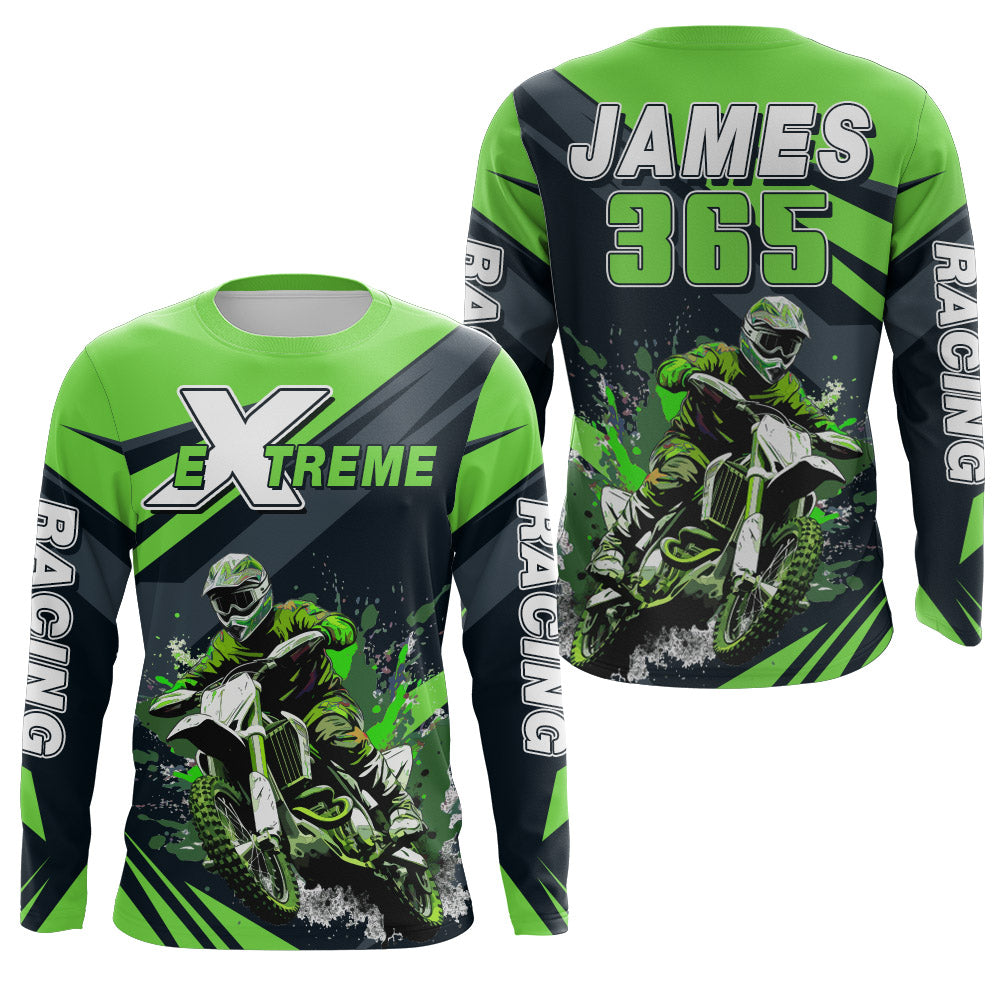 Motocross Racing Jersey Green UPF30+ Men Kid Dirt Bike Shirt Off-Road Jersey Motorcycle XM118