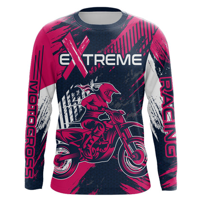 Pink Motocross Racing Jersey Upf30+ Off-road MX Racing Dirt Bike Jersey Kid Girl Women XM174