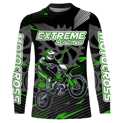 Green Motocross Racing Jersey UPF30+ Dirt Bike Shirt Kids Women Men Extreme Off-road Jersey XM134
