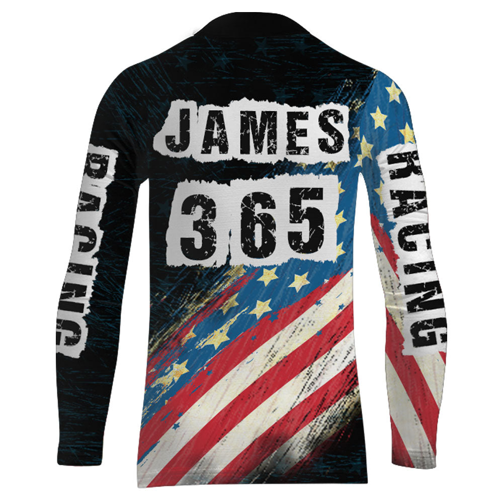 Motocross Jersey UPF30+ American Flag Dirt Bike Racing Shirt Off-Road Rider Racewear Long Sleeves XM70