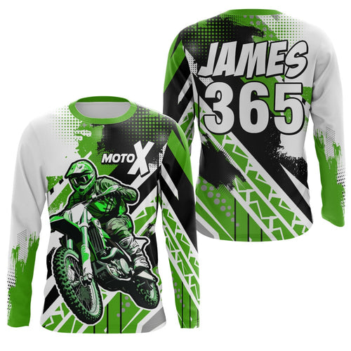 Motocross Racing Jersey Green Motox UPF30+ Dirt Bike Motorcycle Shirt Kid Men Off-road Youth XM141