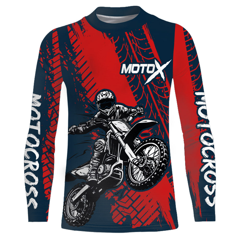 Motocross Racing Jersey UPF30+ Youth Adult&Kid Dirt Bike Motox Off-Road Red MX Racing Shirt XM86