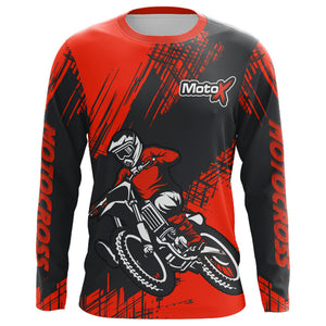 Red Motocross Racing Jersey Men Kid UPF30+ Dirt Bike Off-Road Shirt MX Racing Jersey XM192