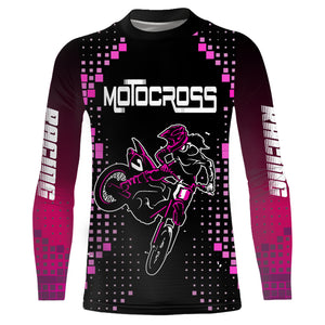 Women Motocross Jersey Pink UPF30+ Youth Dirt Bike Racing Girl Off-Road Shirt Motorcycle Jersey XM196