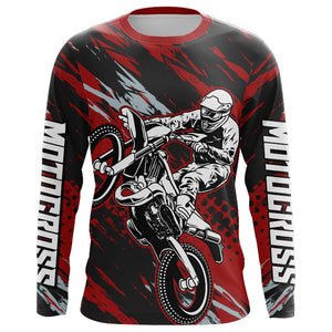 Red Motocross Racing Jersey Youth UPF30+ Dirt Bike Shirt Off-Road MX Racing Jersey XM149