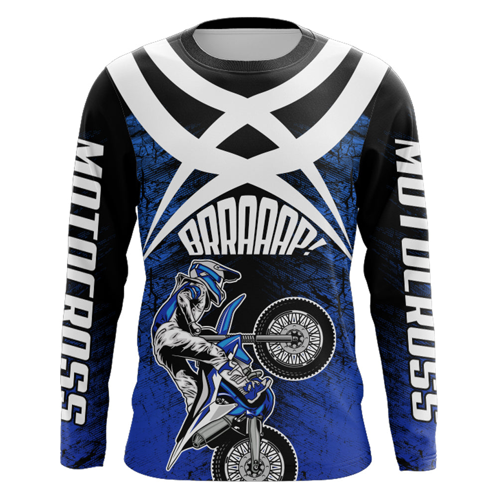 Blue Motocross Racing Jersey Youth Dirt Bike Shirt UPF30+ Motorcycle Racing Jersey XM198