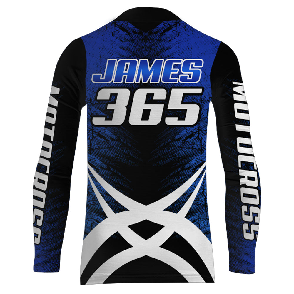 Blue Motocross Racing Jersey Youth Dirt Bike Shirt UPF30+ Motorcycle Racing Jersey XM198