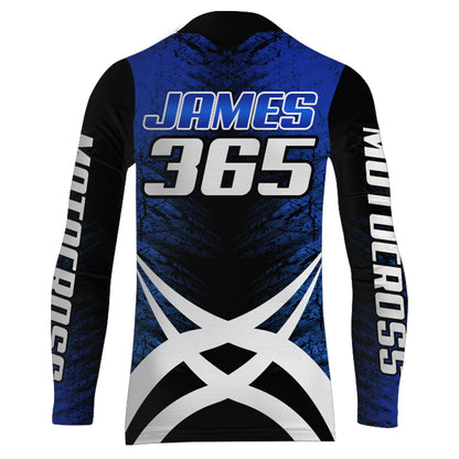 Blue Motocross Racing Jersey Youth Dirt Bike Shirt UPF30+ Motorcycle Racing Jersey XM198
