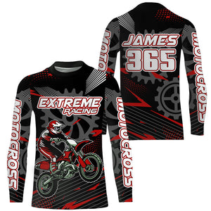 Red Motocross Racing Jersey Upf30+ Dirt Bike Shirt Kids Women Men Off-road Jersey XM199