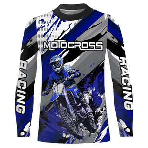 Motocross Racing Jersey Blue Upf30+ Dirt Bike Shirt Youth Men Kid Motorcycle Racing Jersey XM234