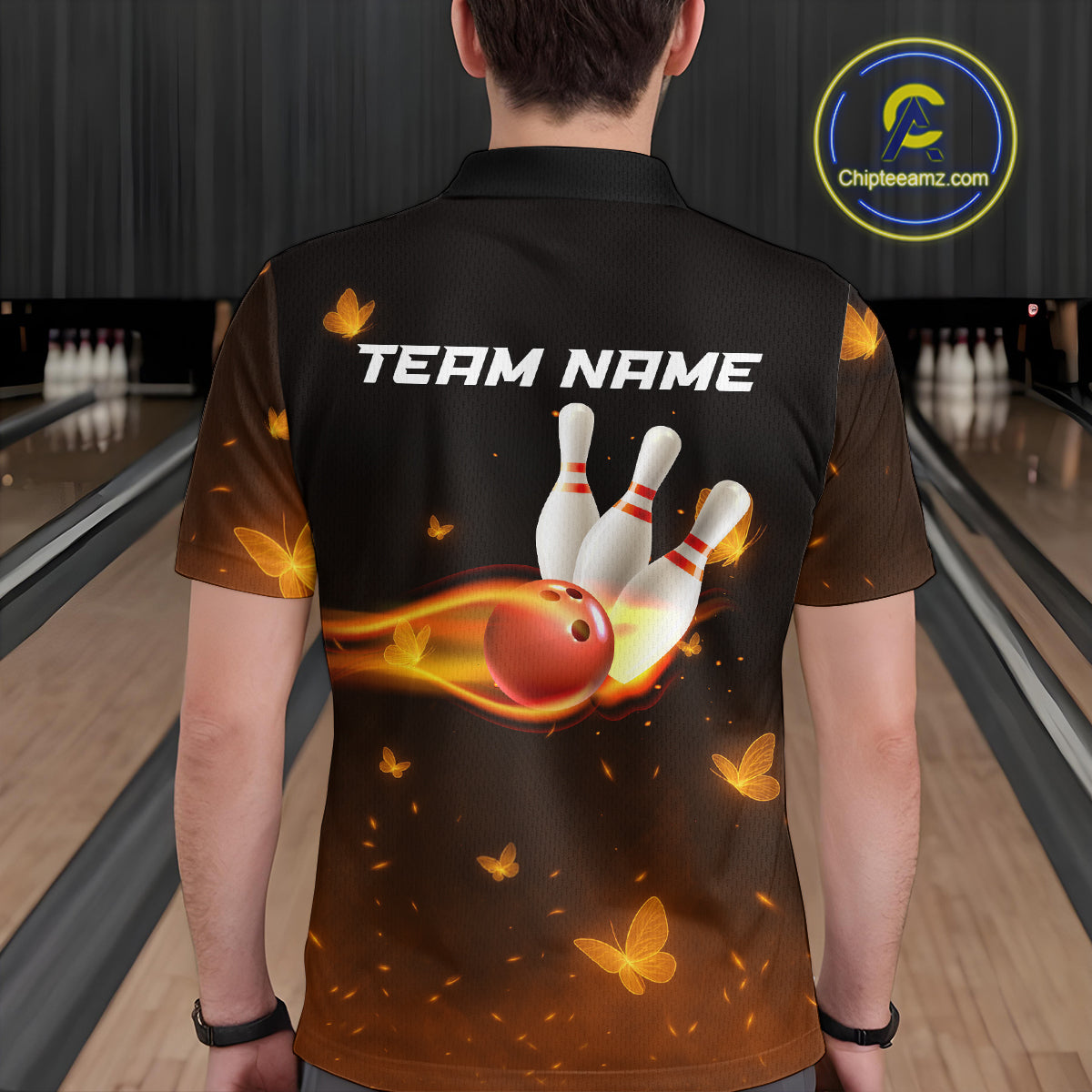 Lightning Butterflies Bowling Shirts for Women Men Team Bowling Polo & Quarter Zip MBL147