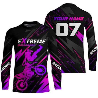 Custom Motocross Jersey Purple Youth Men UPF30+ Dirt Bike Shirt Off-Road Extreme Racing Motorcycle Shirt XM29
