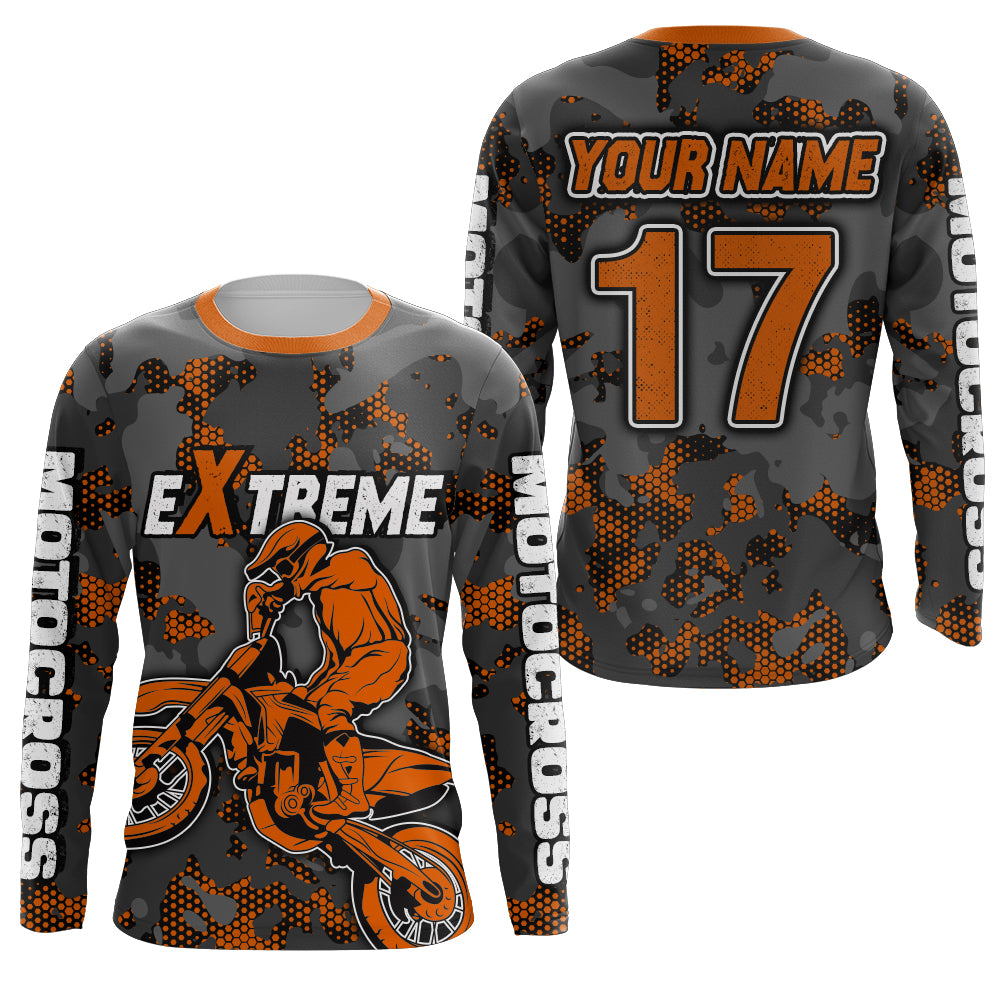 Motocross Jersey Orange Upf30+ Dirt Bike MX Racing Kid Men Women Motorcycle Shirt XM112