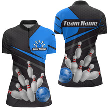 Load image into Gallery viewer, Blue Bowling Shirt for Men&amp;Women Team Bowling Jersey Colorful Bowling Polo &amp; 1/4 Zip MBL49