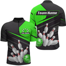 Load image into Gallery viewer, Green Bowling Shirt for Men&amp;Women Team Bowling Jersey Colorful Bowling Polo &amp; 1/4 Zip MBL49