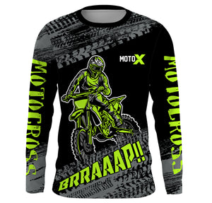 Motocross Jersey Kid Men Dirt Bike Racing Shirt Upf30+ Off-road Motorcycle Jersey Lime Green XM202