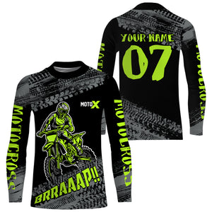 Motocross Jersey Kid Men Dirt Bike Racing Shirt Upf30+ Off-road Motorcycle Jersey Lime Green XM202