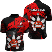 Load image into Gallery viewer, Red Bowling Shirt Custom Bowling Jersey Men Women Team Bowling Polo 1/4 Zip Shirt MBL56