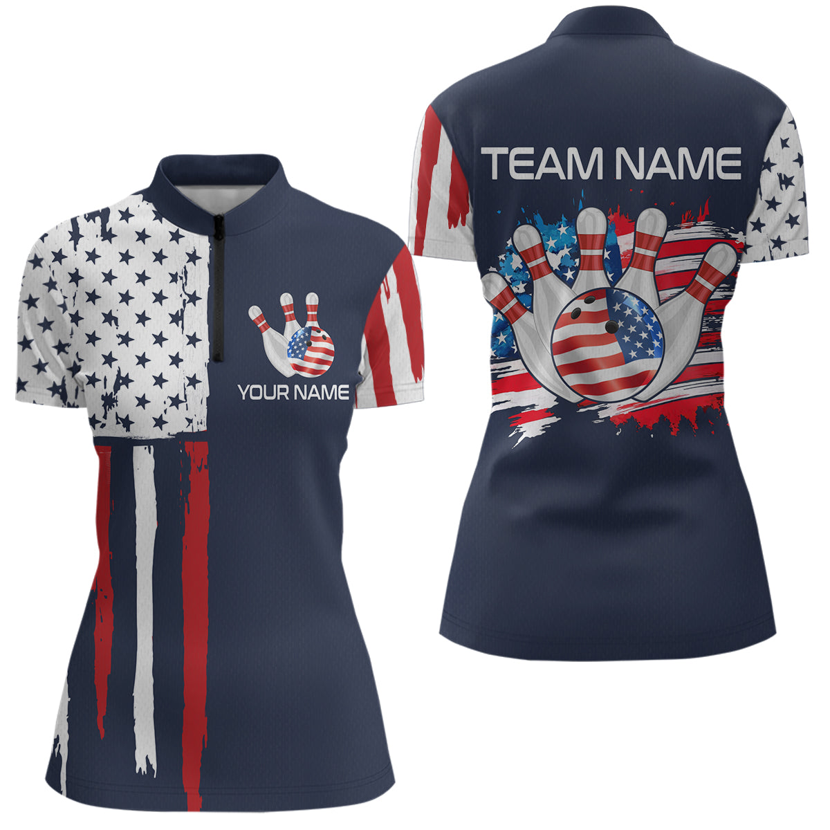 Custom American Bowling Shirt Bowling Jersey for Men Women Team Polo&1/4 Zip MBL59