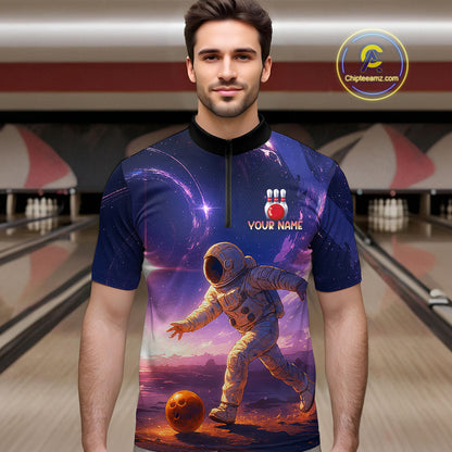 Custom Astronaut Bowling Shirts for Men Women Team Bowling Polo & Quarter Zip Shirts MBL154