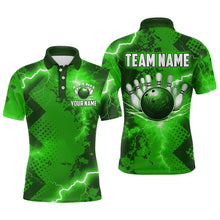 Load image into Gallery viewer, Thunder Lightning Bowling Shirt Green Bowling Jersey Men Women Team Bowling Shirts MBL64
