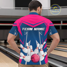 Load image into Gallery viewer, Pink&amp;Blue Bowling Shirts for Men Women Team Personalized Bowling Polo and Quarter Zip MBL112