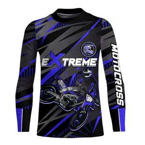 Blue Motocross Racing Jersey Kid Women Men Upf30+ Youth Dirt Bike Off-Road Shirt XM54